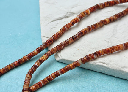 4 mm AAA Natural Orange Red Purple Spiny Oyster Shell Heishi Rondelle Shape 16 Inches Strand #4860
