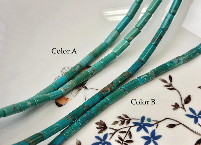 4x10-11 mm Natural Turquoise Tube Shape Turquoise Gemstone 16 Inches Strand 38 Beads #4861