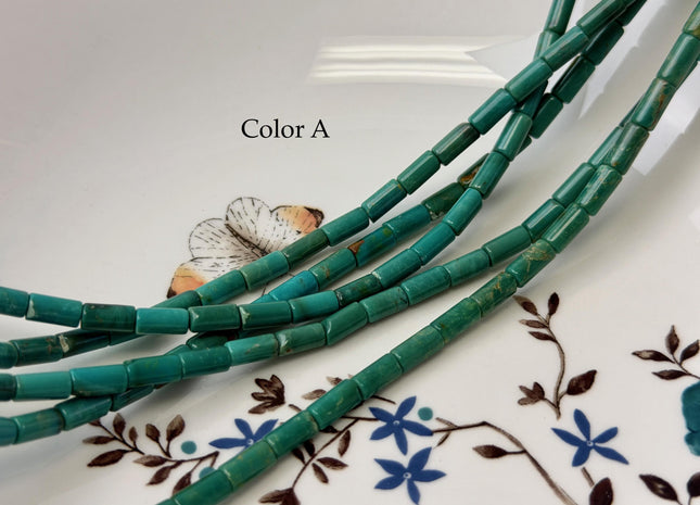 4x8 mm Natural Turquoise Tube Shape Turquoise Gemstone 16 Inches Strand 48 Beads #4862