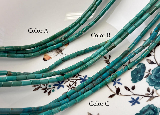 4x8 mm Natural Turquoise Tube Shape Turquoise Gemstone 16 Inches Strand 48 Beads #4862