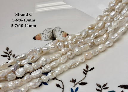 3-7x4-14 mm Natural White Keshi Freshwater Pearls Nugget Shape Small Keshi Freshwater Beads #P3540