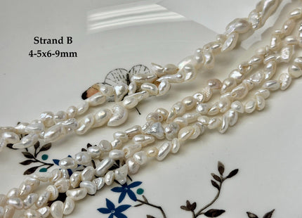 3-7x4-14 mm Natural White Keshi Freshwater Pearls Nugget Shape Small Keshi Freshwater Beads #P3540