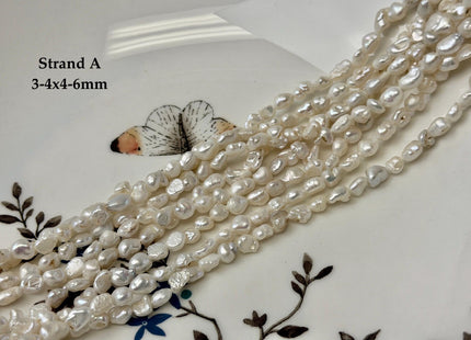 3-7x4-14 mm Natural White Keshi Freshwater Pearls Nugget Shape Small Keshi Freshwater Beads #P3540