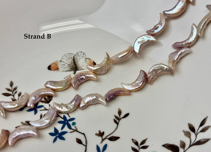 10-11x17-20mm AA Natural Mauve Peach Pink Crescent Moon Coin Freshwater Pearls High Luster Unique Cultured Coin Pearl Beads #P3541