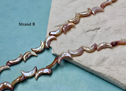 10-11x17-20mm AA Natural Mauve Peach Pink Crescent Moon Coin Freshwater Pearls High Luster Unique Cultured Coin Pearl Beads #P3541