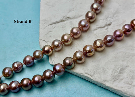 9-10 mm AAA Half Strand Rare Natural Mauve Pink Baroque With Gold Sheen Pearls Large 2.1mm Hole Edison Baroque Pearls 19-20 Beads #P3544