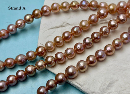 9-10 mm AAA Half Strand Rare Natural Mauve Pink Baroque With Gold Sheen Pearls Large 2.1mm Hole Edison Baroque Pearls 19-20 Beads #P3544