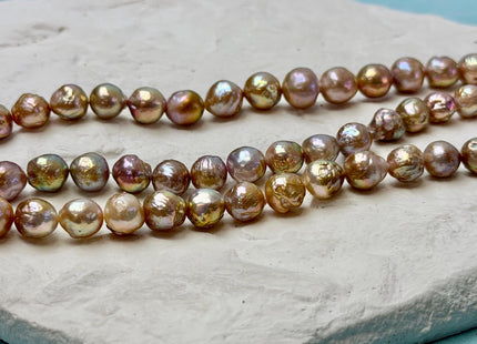 8-9 mm AAA Very Rare Natural Seaweed Gold Mauve Pink Freshwater Edison Baroque Pearls High Luster Purple Edison Beads #P3545