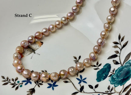 One-Of-A-Kind 8-9 mm AAA Very Rare Natural Golden Mauve Pink Freshwater Edison Baroque Pearls High Luster Purple Edison Beads #P3546