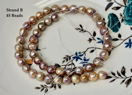 One-Of-A-Kind 8-9 mm AAA Very Rare Natural Golden Mauve Pink Freshwater Edison Baroque Pearls High Luster Purple Edison Beads #P3546