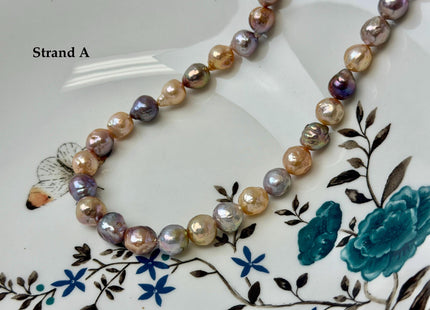 One-Of-A-Kind 8-9 mm AAA Very Rare Natural Golden Mauve Pink Freshwater Edison Baroque Pearls High Luster Purple Edison Beads #P3546