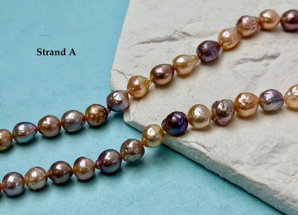 One-Of-A-Kind 8-9 mm AAA Very Rare Natural Golden Mauve Pink Freshwater Edison Baroque Pearls High Luster Purple Edison Beads #P3546