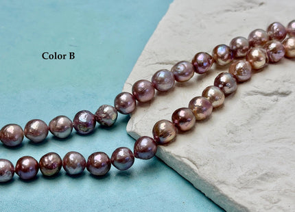 8-9 mm AAA Very Rare Natural Dark Mauve Pink With Gold Sheen Freshwater Edison Baroque Pearls High Luster Purple Edison Beads #P3547
