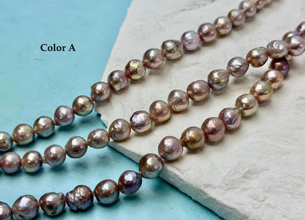 8-9 mm AAA Very Rare Natural Dark Mauve Pink With Gold Sheen Freshwater Edison Baroque Pearls High Luster Purple Edison Beads #P3547