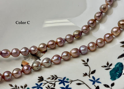 8-9 mm AAA Very Rare Natural Dark Mauve Pink With Gold Sheen Freshwater Edison Baroque Pearls High Luster Purple Edison Beads #P3548