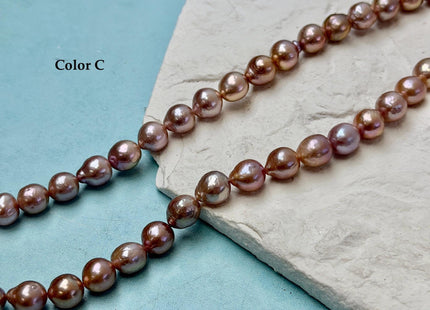 8-9 mm AAA Very Rare Natural Dark Mauve Pink With Gold Sheen Freshwater Edison Baroque Pearls High Luster Purple Edison Beads #P3548