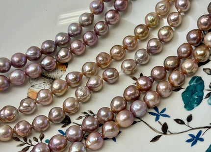 8-9 mm AAA Very Rare Natural Dark Mauve Pink With Gold Sheen Freshwater Edison Baroque Pearls High Luster Purple Edison Beads #P3548