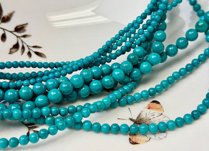 2mm 3mm 4mm 6mm Smooth Round Turquoise Gemstone Beads 15.5 Inches Strand #4878