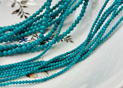 2mm 3mm 4mm 6mm Smooth Round Turquoise Gemstone Beads 15.5 Inches Strand #4878