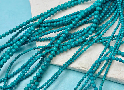 2mm 3mm 4mm 6mm Smooth Round Turquoise Gemstone Beads 15.5 Inches Strand #4878