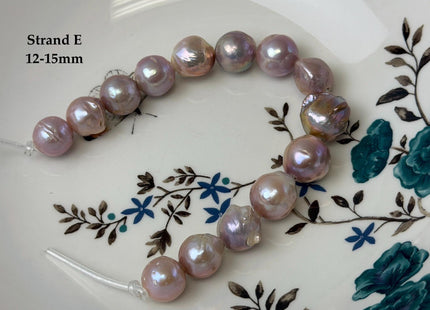 One-Of-A-Kind 12-16 mm AAA Very Rare Natural Mauve Pink Freshwater Edison Baroque Pearls High Luster Large 2.1mm Hole Beads #P3550