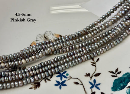 4-5 mm Gray or Pinkish Gray Tiny Small Button Rondelle Freshwater Pearls High Luster Seed Pearl Beads #P3551