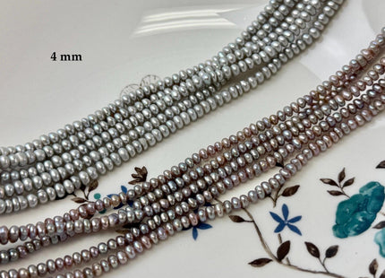 4-5 mm Gray or Pinkish Gray Tiny Small Button Rondelle Freshwater Pearls High Luster Seed Pearl Beads #P3551