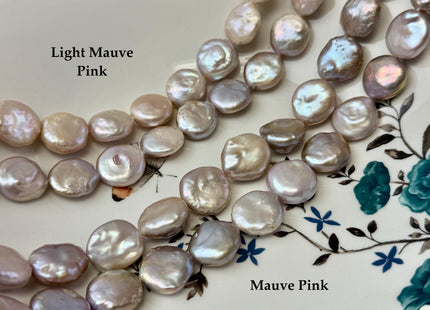 15-18 mm AAA Natural Mauve Pink Freshwater Large Thick Coin Pearls 19 Beads 15 Inch Strand #P3491