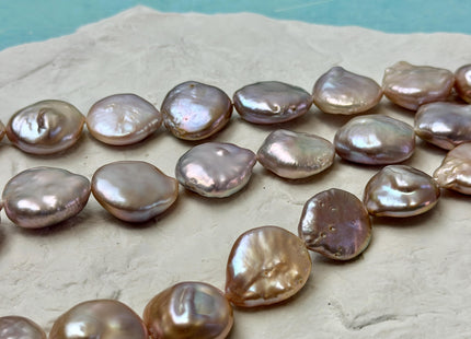 15-18 mm AAA Natural Mauve Pink Freshwater Large Thick Coin Pearls 19 Beads 15 Inch Strand #P3491