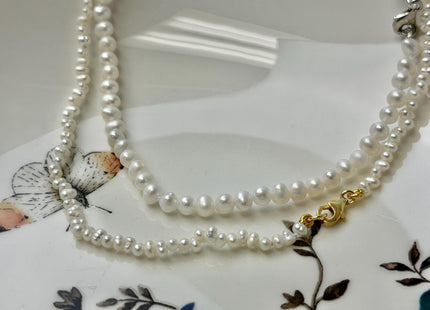 14/15/16/17/18/20 Inches Minimalist Tiny Dainty White Rice Potato Pearl Chocker Necklace W/Gold Filled Silver Clasp Gift For Her #NK0011