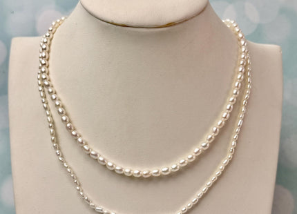 14/15/16/17/18/20 Inches Minimalist Tiny Dainty White Rice Potato Pearl Chocker Necklace W/Gold Filled Silver Clasp Gift For Her #NK0011