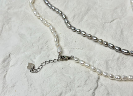 14/15/16/17/18/20 Inches Minimalist Tiny Dainty Rice Nugget Pearl Chocker Necklace W/Gold Filled Silver Clasp Gift For Her #NK0009