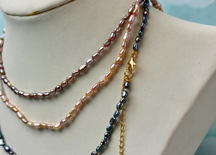 14/15/16/17/18/20 Inches Minimalist Tiny Dainty Rice Nugget Pearl Chocker Necklace W/Gold Filled Silver Clasp Gift For Her #NK0009