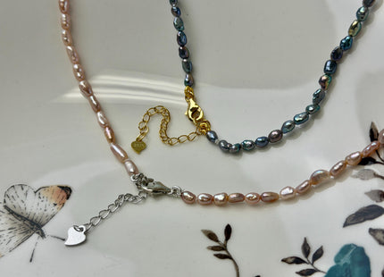 14/15/16/17/18/20 Inches Minimalist Tiny Dainty Rice Nugget Pearl Chocker Necklace W/Gold Filled Silver Clasp Gift For Her #NK0009