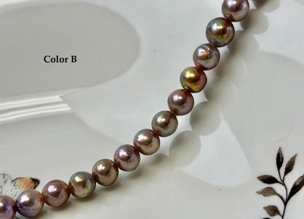 8-9 mm AAA Half Strand Rare Natural Mauve Pink With Gold Sheen Baroque Pearls Large 2.1mm Hole Edison Baroque Pearls 20-22 Beads #P3553