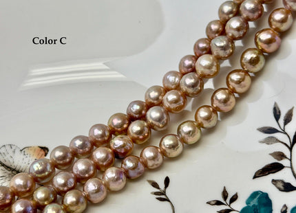 8-9 mm AAA Half Strand Rare Natural Mauve Pink With Gold Sheen Baroque Pearls Large 2.1mm Hole Edison Baroque Pearls 20-22 Beads #P3553