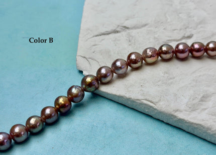 8-9 mm AAA Half Strand Rare Natural Mauve Pink With Gold Sheen Baroque Pearls Large 2.1mm Hole Edison Baroque Pearls 20-22 Beads #P3553