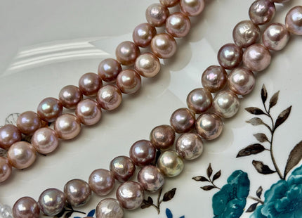 9-10 mm AAA Half Strand Rare Natural Mauve Pink Baroque With Gold Sheen Pearls Large 2.1mm Hole Edison Baroque Pearls 19-20 Beads #P3554