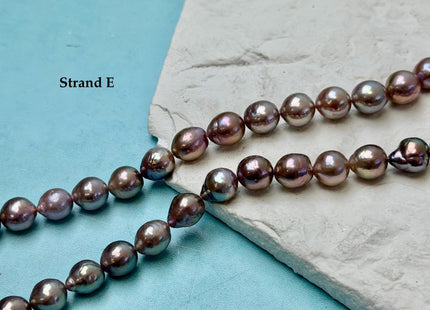 One-Of-A-Kind 8-9 mm AAA Very Rare Natural Golden Mauve Pink Freshwater Edison Baroque Pearls High Luster Purple Edison Beads #P3556