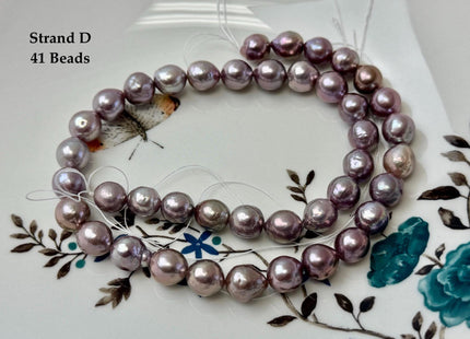 One-Of-A-Kind 8-9 mm AAA Very Rare Natural Golden Mauve Pink Freshwater Edison Baroque Pearls High Luster Purple Edison Beads #P3556