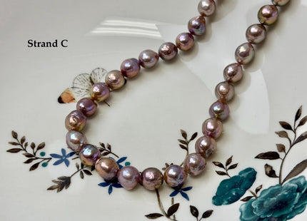 One-Of-A-Kind 8-9 mm AAA Very Rare Natural Golden Mauve Pink Freshwater Edison Baroque Pearls High Luster Purple Edison Beads #P3556