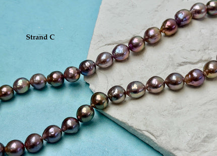 One-Of-A-Kind 8-9 mm AAA Very Rare Natural Golden Mauve Pink Freshwater Edison Baroque Pearls High Luster Purple Edison Beads #P3556