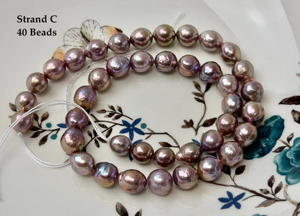One-Of-A-Kind 8-9 mm AAA Very Rare Natural Golden Mauve Pink Freshwater Edison Baroque Pearls High Luster Purple Edison Beads #P3556