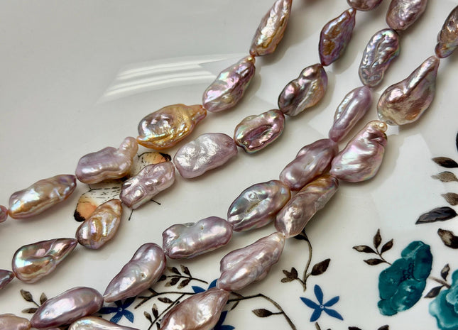 10-12x15-20 mm AA Natural Dark Mauve Pink Biwa Keshi Freshwater Pearls Super High Luster Unique Keshi Beads #P3557
