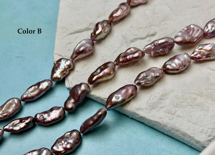 10-12x15-20 mm AA Natural Dark Mauve Pink Biwa Keshi Freshwater Pearls Super High Luster Unique Keshi Beads #P3557