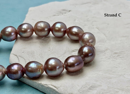 One-Of-A-Kind 12-14 mm AA Very Rare Natural Mauve Pink Freshwater Edison Baroque Pearls High Luster Large 2.1mm Hole Beads #P3558