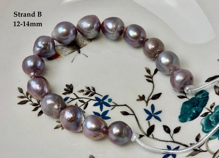 One-Of-A-Kind 12-14 mm AA Very Rare Natural Mauve Pink Freshwater Edison Baroque Pearls High Luster Large 2.1mm Hole Beads #P3558