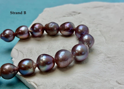 One-Of-A-Kind 12-14 mm AA Very Rare Natural Mauve Pink Freshwater Edison Baroque Pearls High Luster Large 2.1mm Hole Beads #P3558