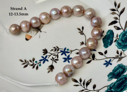 One-Of-A-Kind 12-16 mm AA Very Rare Natural Mauve Pink Freshwater Edison Baroque Pearls High Luster Large 2.1mm Hole Beads #P3559