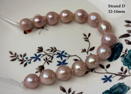 One-Of-A-Kind 12-16 mm AA Very Rare Natural Mauve Pink Freshwater Edison Baroque Pearls High Luster Large 2.1mm Hole Beads #P3559